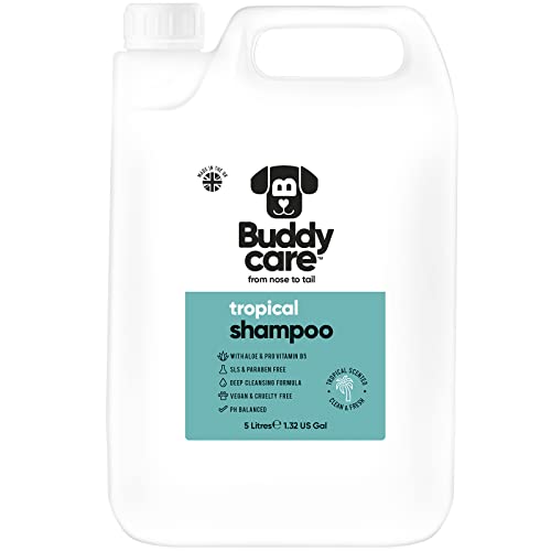 Tropisches Hundeshampoo von Buddycare - Tiefenreinigendes Shampoo für Hunde - Erfrischender Duft - Mit Aloe Vera und Pro-Vitamin B5 (5L) von Buddycare