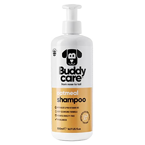 Buddycare Haferflocken-Hundeshampoo Shampoo für Hunde mit gereizter Haut - Beruhigend und Feuchtigkeitsspendend - Mit Aloe Vera und Pro-Vitamin B5 (500ml) von Buddycare