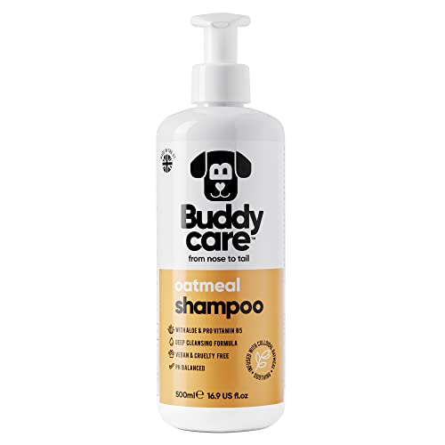 Haferflocken-Hundeshampoo von Buddycare - Shampoo für Hunde mit gereizter Haut - Beruhigend und Feuchtigkeitsspendend - Mit Aloe Vera und Pro-Vitamin B5 (500ml) von Buddycare