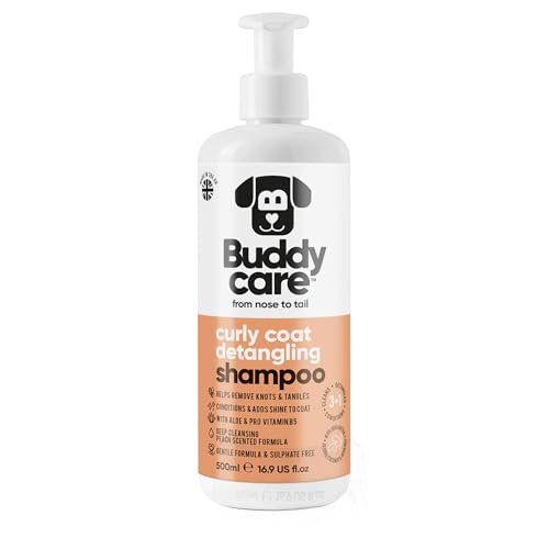 Curly Coat Entwirrendes Hundeshampoo von Buddycare | Tiefenreinigendes Shampoo für Hunde | Pfirsichduft | Mit Aloe Vera und Provitamin B5 (500ml) von Buddycare