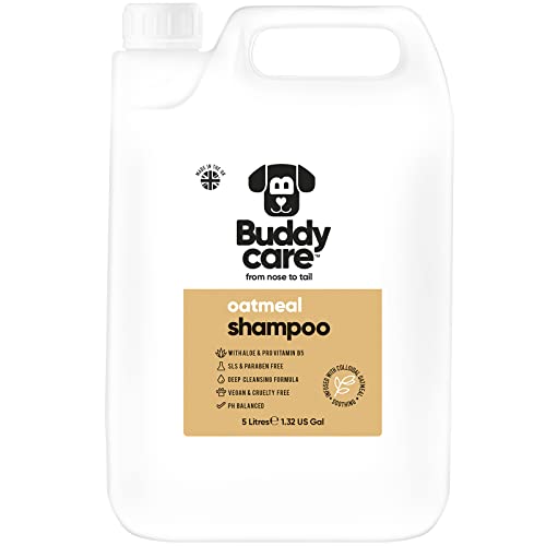 Haferflocken-Hundeshampoo von Buddycare - Shampoo für Hunde mit gereizter Haut - Beruhigend und Feuchtigkeitsspendend - Mit Aloe Vera und Pro-Vitamin B5 (5L) von Buddycare