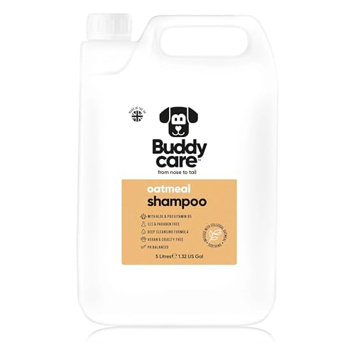 Haferflocken-Hundeshampoo von Buddycare - Shampoo für Hunde mit gereizter Haut - Beruhigend und Feuchtigkeitsspendend - Mit Aloe Vera und Pro-Vitamin B5 (5L) von Buddycare
