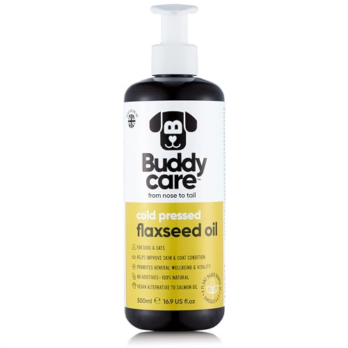 Leinöl von Buddycare (500 ml) für Hunde – Haut- & Nahrungsergänzungsmittel | Reine Omega-3-Fettsäuren – Unterstützt Gelenke & Herzgesundheit | Kaltgepresster Futterzusatz für Hunde, Katzen & Haustiere von Buddycare