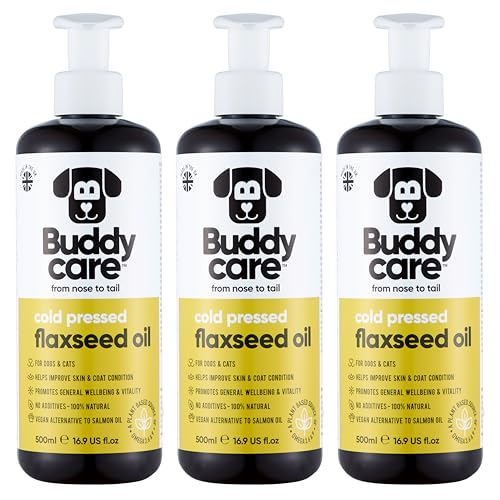Leinöl von Buddycare (500 ml x3) für Hunde – Haut- & Nahrungsergänzungsmittel | Reine Omega-3-Fettsäuren – Unterstützt Gelenke & Herzgesundheit | Kaltgepresster Futterzusatz für Hunde von Buddycare