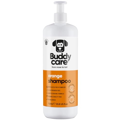 Orange Hundeshampoo von Buddycare - Tiefenreinigungsshampoo für Hunde - Fruchtiger Duft - Mit Aloe Vera und Pro-Vitamin B5 (1L) von Buddycare