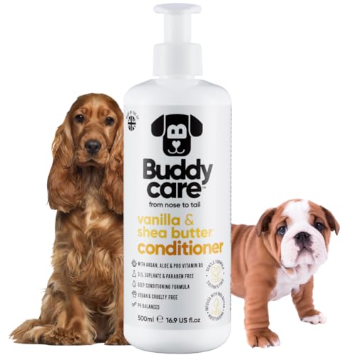 Vanille- und Sheabutter-Hundespülung von Buddycare - 500ml - Vanille- und Sheabutter-duftende Welpenspülung mit Aloe Vera & Pro Vitamin B5 Vanille- und Sheabutter-Hundespülung von Buddycare - 500ml - Vanille- und Sheabutter-duftende Welpenspülung mit Aloe Vera & Pro Vitamin B5 von Buddycare