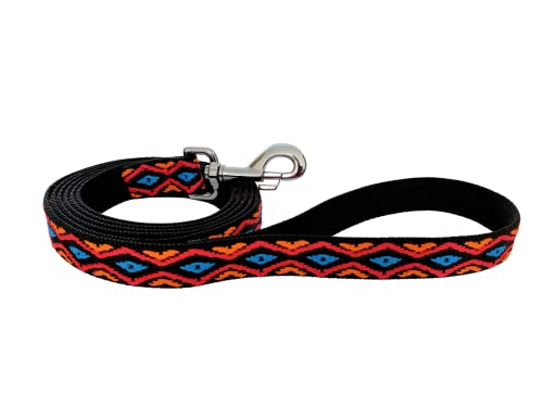 BUDDYPACK | Hundeleine mit Handschlaufe | 1,00 – 2,00 m lang | 25 mm breit | Hält auch sehr starken Leinenzug aus (Schwarz-Orange-Rot-Blau, 1,40 m) von Buddypack