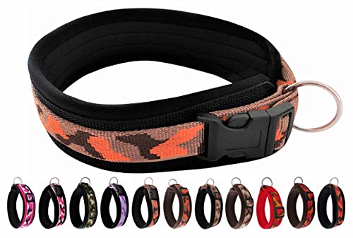 BUDDYPACK | Modernes Hundehalsband | extra-breit und weich gepolstert | für kleine, mittlere und große Hunde | Größe verstellbar | Bunt: Braun-Orange-Schwarz (XL (56-61 cm)) von Buddypack