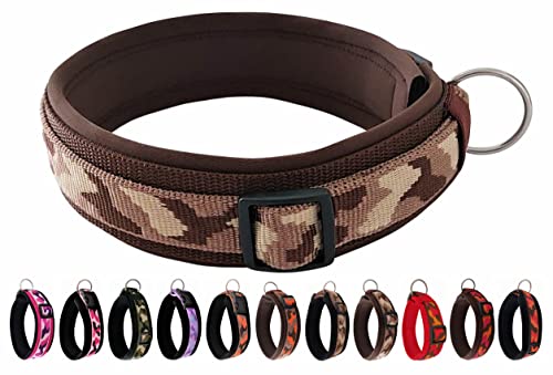 BUDDYPACK | Schickes Hundehalsband Extra-Breit und Weich mit Neopren Gepolstert | Größe XXS-3XL | Verstellbar | Bunt (S/M (41-46 cm), Braun-Creme) von Buddypack