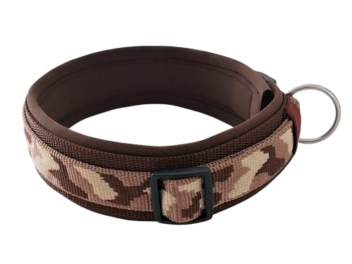 BUDDYPACK | Schickes Hundehalsband Extra-Breit und Weich mit Neopren Gepolstert | Größe XXS-3XL | Verstellbar | Bunt (S (38-43 cm), Braun-Creme) von Buddypack