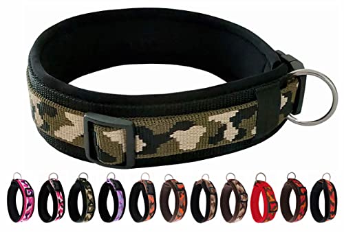 BUDDYPACK | Schickes Hundehalsband Extra-Breit und Weich mit Neopren Gepolstert | Größe XXS-3XL | Verstellbar | Bunt (XS (32-37 cm), Khaki-Creme-Schwarz) von Buddypack