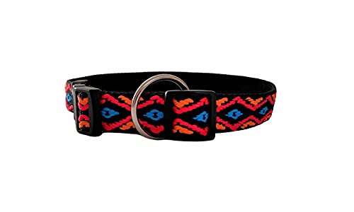 BUDDYPACK | Trendy Hundehalsbänder mit Klickverschluß verstellbar | Größe XS-XL | Viele Bunte Farben (L (55-70 cm), Schwarz-Orange-Rot-Blau) von Buddypack
