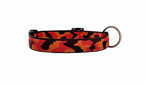 BUDDYPACK | Trendy Hundehalsbänder mit Klickverschluß verstellbar | Größe XS-XL | Viele Bunte Farben (M (45-60 cm), Dunkelbraun-Orange-Rot) von Buddypack