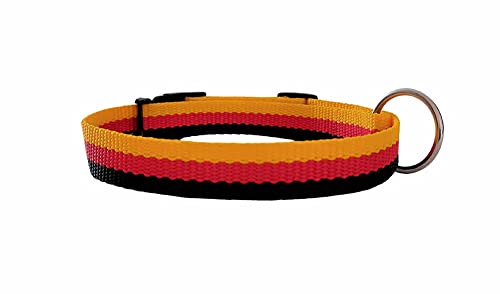 BUDDYPACK | Trendy Hundehalsbänder mit Klickverschluß verstellbar | Größe XS-XL | Viele Bunte Farben (M (45-60 cm), Schwarz-Rot-Gelb) von Buddypack