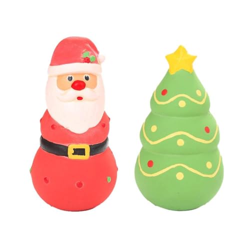 Budstfee Chew Ball, Weihnachtsfeier -Squeak Latex Hundespielzeug Interaktiver Hund Spielzeug quietschend Hund Kauspielzeug Santa, Weihnachtsbaum 2pcs 5,9 Zoll | Kaukugel von Budstfee
