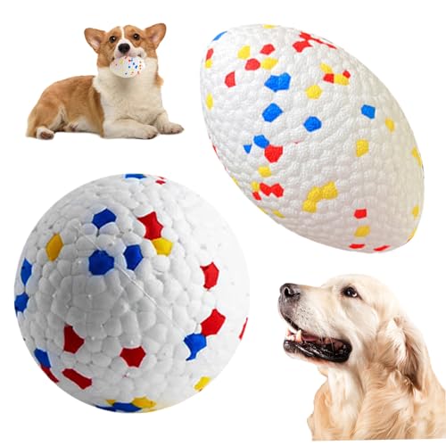 Budstfee Hund Spielzeugball, Hundebälle 2pcs rund und oval unzerstörbarer Hundball Interaktiver Hund Spielzeugball zum Abrufen von ETPU -Hundebällen für Aggressive Kauen Holen von Budstfee