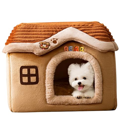 Hundehaus gemütlich, Hundehaus im Innen, kleines Hundehaus, m Größe für kleine mittelgroße Hund, Bequeme Höhle tragbares Haus für Hunde, Brown von Budstfee