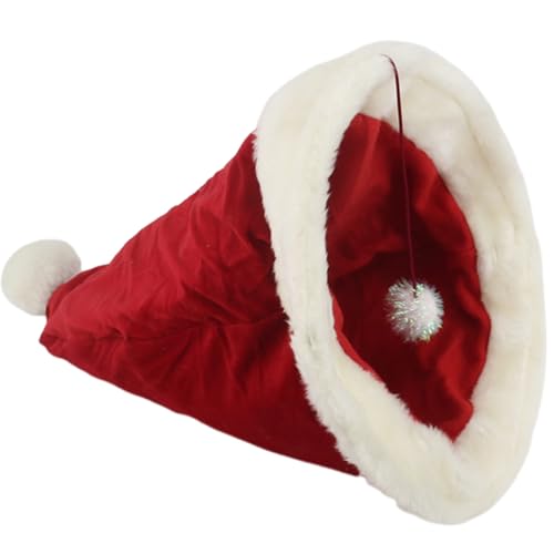 Katzenhöhle, Katze Schlafsack 360 ° Wrap Santa Hutstile Plüsch Katze Winter Schlafsack für Burrow Nickerchen Versteck Katzenhöhle, Katze Schlafsack 360 ° Wrap Santa Hutstile Plüsch Katze Winter Schlafsack für Burrow Nickerchen Versteck von Budstfee