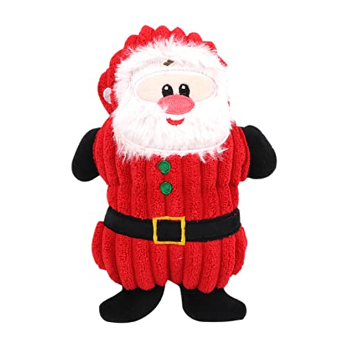 Weihnachtshund quietschendes Spielzeug Plüsch Santa Hundekauen Spielzeug für kleine mittelhund interaktive Spielzeug süßes Weihnachtsmann Plüschspielzeug für Haustier von Budstfee