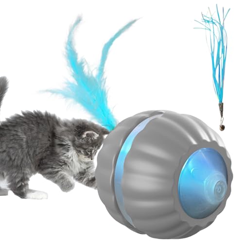 Buerfu Automatisches Interaktives Katzen-Spielzeug Mit Feder-Schwanz & USB-Ladung – 3 Modi Bewegungs-/Berührungsaktivierter Ball Für Wohnungskatzen & Kätzchen von Buerfu