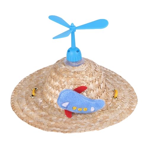 Buerfu Haustier-Strohhut, Hunde-Propellerhut - Kreative Hundestrohhüte mit Propeller | Verstellbare Sombrero-Mütze für kleine Hunde, mexikanische Party-Foto-Requisite für Hunde/Welpen/Katze/Kätzchen, von Buerfu