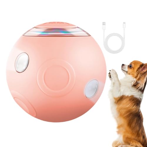 Buerfu Rotierender hüpfender Hundeball | Intelligenter rotierender Ball mit Blitzlichtern | Autoaktiver Rollball für Hunde, Katzen und kleine Haustiere von Buerfu