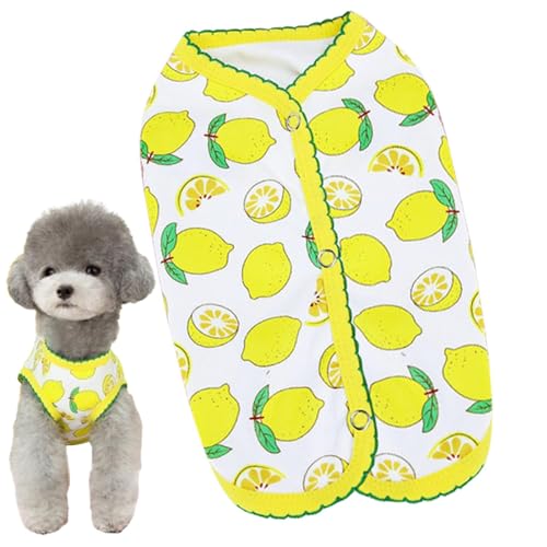 Buerfu Sommershirt für Hunde, Sommerkleidung für Hunde, Weiche ärmellose Hundebekleidung mit Erdbeermuster, Bequeme Haustier-Shirts mit Druckknopf auf der Rückseite, modische Alltagskleidung für den von Buerfu
