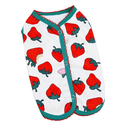Buerfu Sommershirt für Hunde, Sommerkleidung für Hunde | Weiche, ärmellose Hundekleidung mit Erdbeermuster-Design - Bequeme Haustier-Shirts mit Druckknopf auf der Rückseite, modische Alltagskleidung von Buerfu