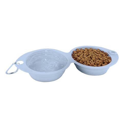Hundenapf Faltbar, 2 In1 Reisenapf Hund, Tragbarer Silikon Wassernapf Für Hunde Unterwegs, Futternapf Trinknapf, Für Katzen, Hunde Und Haustiere Für Wasser Und Futter von Buerfu