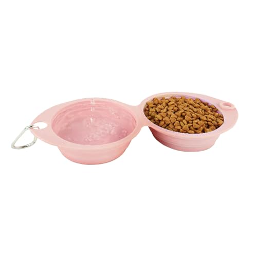 Hundenapf Faltbar, 2 In1 Reisenapf Hund, Tragbarer Silikon Wassernapf Für Hunde Unterwegs, Futternapf Trinknapf, Für Katzen, Hunde Und Haustiere Für Wasser Und Futter von Buerfu