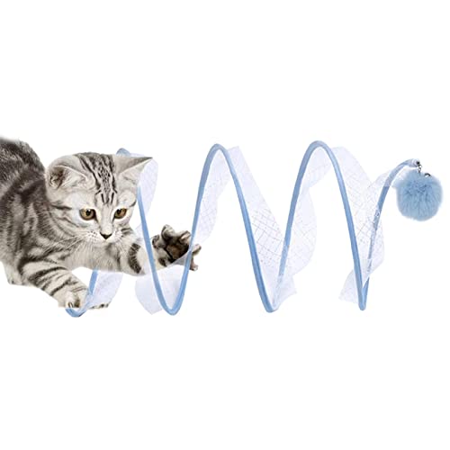 Spiral Katzentunnel Spielzeug, Folded Cat Tunnel, Gefaltetes Katzentunnel-Federspielzeug,interaktives Spielzeug für Kaninchen, Kätzchen, Katzen Aller Rassen von Buerfu