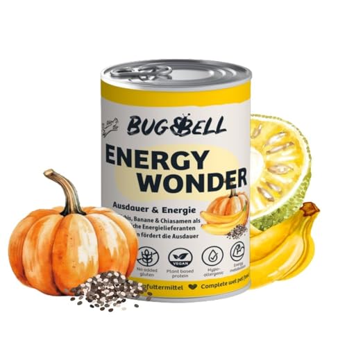 BugBell 400g Nassfutter, Pflanzlich & Vollwertig, Purinarm, Napferlebnis mit Jackfrucht, für aktive Hunde, Banane & Chia & L-Carnitin als Energielieferanten, hergestellt in DE von BugBell