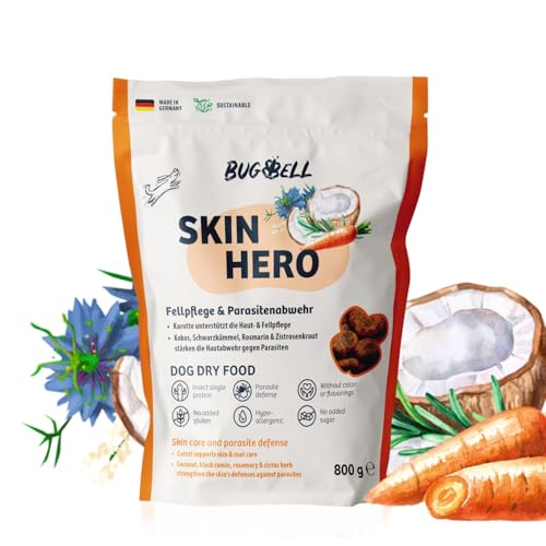 BugBell 800g Premium Trockenfutter, für Fellpflege & Parasitenabwehr, mit Karotte, Schwarzkümmelöl, Kokosöl, Zistrosenkraut & Rosmarinpulver BugBell 800g Premium Trockenfutter, für Fellpflege & Parasitenabwehr, mit Karotte, Schwarzkümmelöl, Kokosöl, Zistrosenkraut & Rosmarinpulver von BugBell