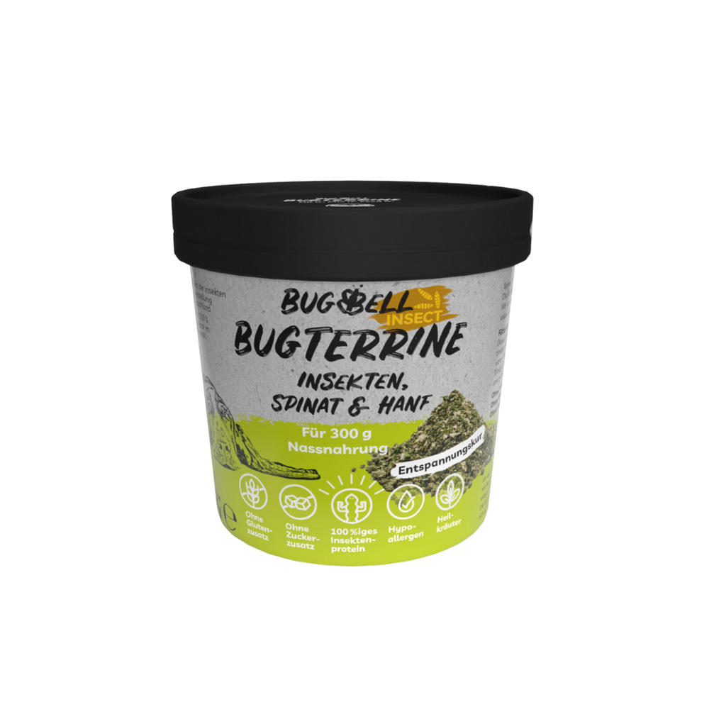 BugBell BugTerrine Adult Insekten, Spinat & Hanf - Sparpaket: 8 x 100 g von BugBell