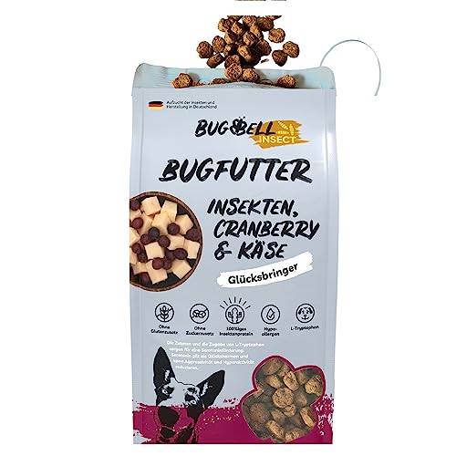 900g BugBell Hundetrockenfutter Adult, Singleprotein Insekten, Cranberry & Käse & L-Tryptophan & Distelöl sorgen für Lebensfreude, regionales getreidefreies Hundefutter trocken, hypoallergen von BugBell