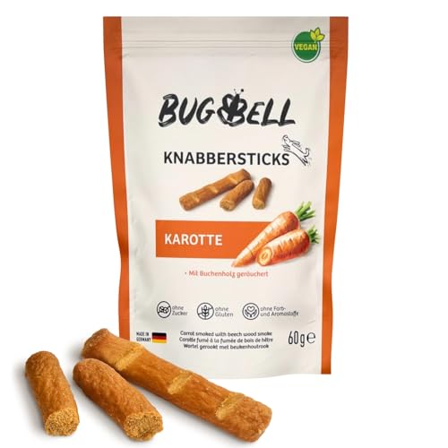 BugBell Softe Knabbersticks für Hunde 60g, Hundeleckerli, Pflanzlicher Hundesnack, Dog Treats, Kaustange für Allergiker geeignet, Ohne Zucker & Getreide von BugBell