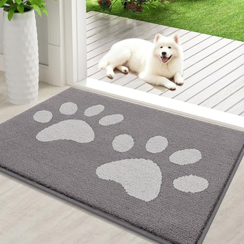 Buganda Hunde-Fußmatte für schlammige Pfoten, saugfähiger Schmutzfänger, waschbar, für den Innenbereich, rutschfest, niedriges Profil, Schlammmatte für Hunde, Vordereingang-Fußmatte für den Innenboden von Buganda