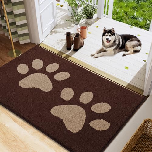 Buganda Hunde-Fußmatte für schlammige Pfoten, saugfähiger Schmutzfänger, waschbar, für den Innenbereich, rutschfest, flaches Profil, Schlammmatte für Hunde, Vordereingang-Fußmatte für den Innenboden von Buganda
