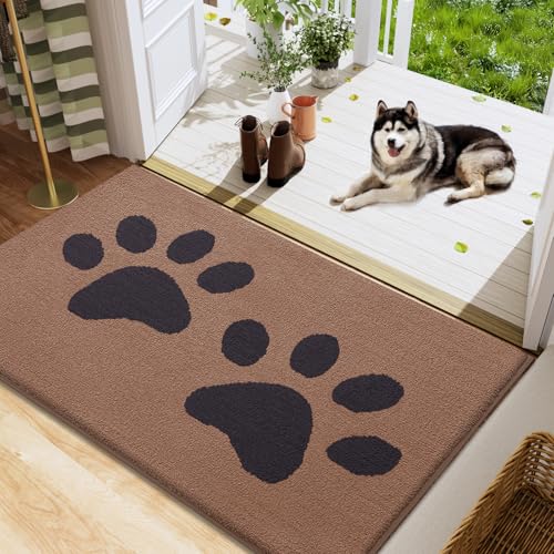 Buganda Hunde-Fußmatte für schlammige Pfoten, saugfähiger Schmutzfänger, waschbar, für den Innenbereich, rutschfest, flaches Profil, Schlammmatte für Hunde, Vordereingang-Fußmatte für den Innenboden von Buganda