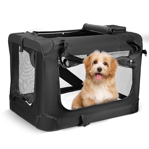 BugyKido Hundebox faltbar, Hundetasche für Reise & Auto, 60x42 x42 cm, Hundetragetasche mit Tragegriff, Matte und Tasche, Netzstoff, Atmungsaktiv, für Haustiere mit einem Gewicht zwischen 7 und 11kg von BugyKido