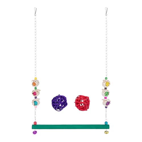 Buhygn Chicken Swing Toy, Mit Interaktivem Bell -Design, 65 X 35 cm, Hölzerner Chic Ken Swing Toy, Hühnchenzubehör Chic Ken Coop, Tragbarer Holzbau, Für Finch, Soldet, Cockatiel, Geflügel von Buhygn