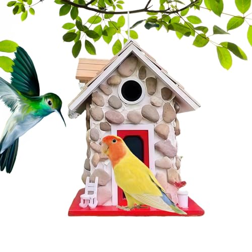 Harzvogelhaus, langlebiges Han -Ging -Vogelnest, wetterfestes Vogelheim, Papageiennisthöhle mit geräumiger und komfortabler, tragbarer Harzkonstruktion, 19,5 x 15 x 13 cm, für Haustierbehörden Harzvogelhaus, langlebiges Han -Ging -Vogelnest, wetterfestes Vogelheim, Papageiennisthöhle mit geräumiger und komfortabler, tragbarer Harzkonstruktion, 19,5 x 15 x 13 cm, für Haustierbehörden von Buhygn