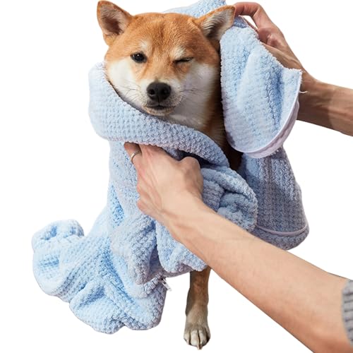 Dog Bathrobe, 15.75x11.81inches, 23.62x15.75in, 27.56x19.69 In, 31.50x23.62 Inches Absorbent Quick-Drying Towel, Soft Cozy Pet Wrap, Shower & Bath Supply for Small and Medium Dogs von Buhyujkm