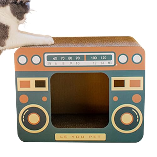 Radio Cat Scratching Board, Square Radio Oven Cat Interactive Scratch Boards, 44.0x34.0x23.0 cm Corrugated Paper Pad, Lounge Bed for Indoor Kitten, Protecting Furniture Reduces Langeedom von Buhyujkm