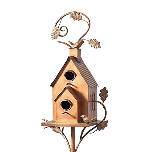 Vogelhütte Vogelhaus mit Pole, Metall Vogelhaus, Vogelhaus für draußen/innen/Garten/Hinterhof Dekor, Geschenk für Vogelliebhaber-E von Bukbag