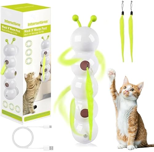 Bukbas Katzenspielzeug, Katze Smart Motion Katzen Spielzeug mit Wurm Design, Interaktiver Wurmreiz mit Saugnapf für Katzen, Wand & Fenster Montiert Katzenspielzeug (B) von Bukbas