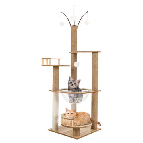 Beige Kratzbaum, 132cm Stabiler Kratzbaum, mit Kratzbäumen Breiten Plattformen Einer Raumkapsel Spielbällen Gewichtskapazität 15kg, für Wohnzimmer Balkon Tierhandlung Beige Kratzbaum, 132cm Stabiler Kratzbaum, mit Kratzbäumen Breiten Plattformen Einer Raumkapsel Spielbällen Gewichtskapazität 15kg, für Wohnzimmer Balkon Tierhandlung von Bukeey