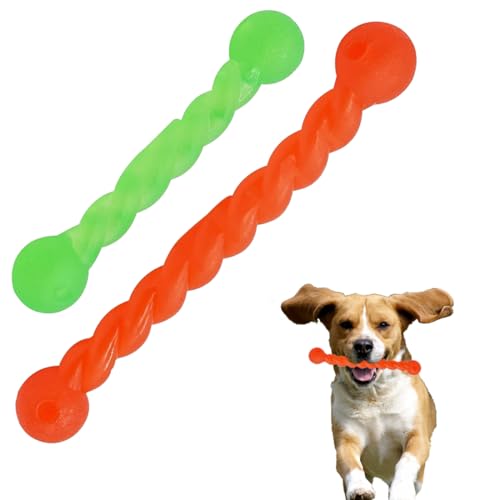 Bukezudang Hundespielzeug Für Zähne, Hundespielzeug Gummi, 2 Pieces Gummispirale Kauknochen, Interaktiv, Für Mittelgroße Kleine Hunde, Reinigt Die Zähne Und Massiert Das Zahnfleisch (Red/Green) von Bukezudang