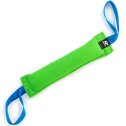 Bull Fit Beisswurst für Hunde, 30 cm, mit Zwei Schlaufen - Sehr Robustes Hundespielzeug zum K9 Training, Tauziehen und Zerrspiele mit Hund - Aus hochwertigem Baumwolle-Nylon handgefertigt (Grün) von Bull Fit