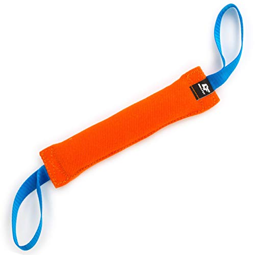Bull Fit Beisswurst für Hunde, 30 cm, mit Zwei Schlaufen - Sehr Robustes Hundespielzeug zum Training, Tauziehen und Zerrspiele mit Hund - Aus hochwertigem Baumwolle-Nylon handgefertigt (Orange) von Bull Fit
